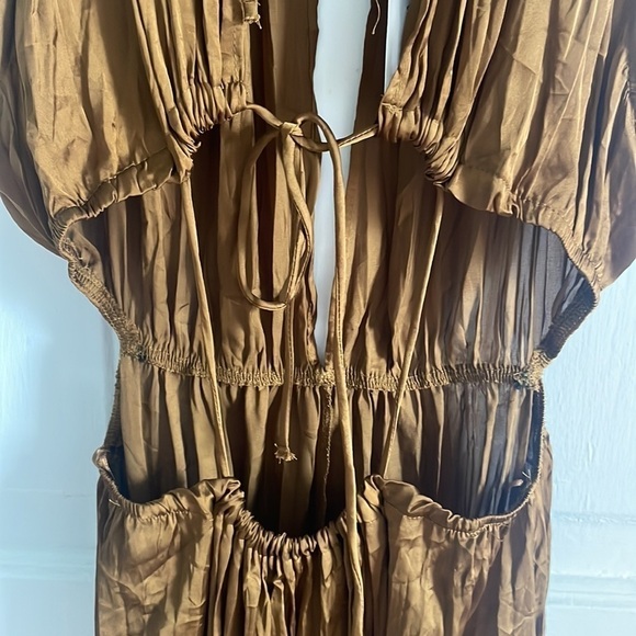 Zara Midi Cut Out Silk Effect Dress - Picture 4 of 8